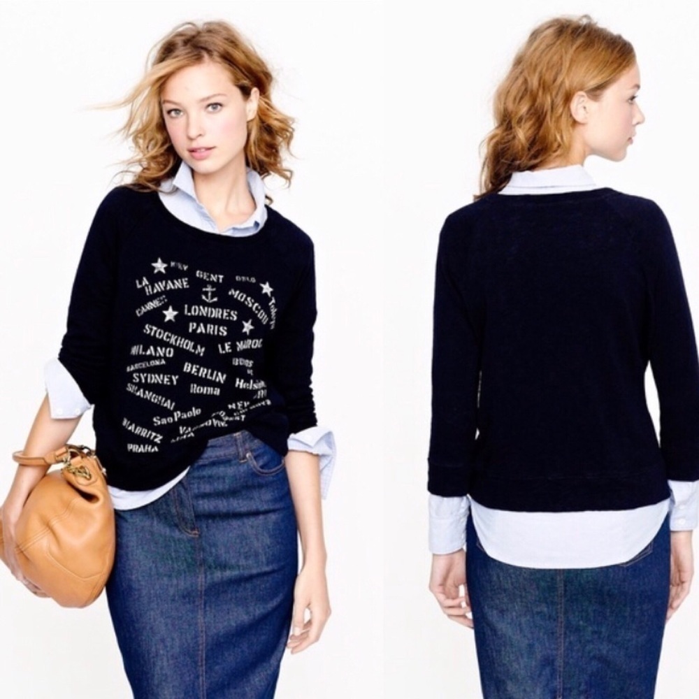 J. Crew Port of Call Sweatshirt City Stencils XS